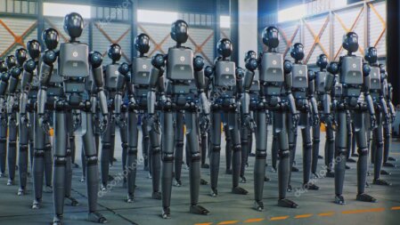 Moderner Produktionsbetrieb mit digitaler Datenanzeige